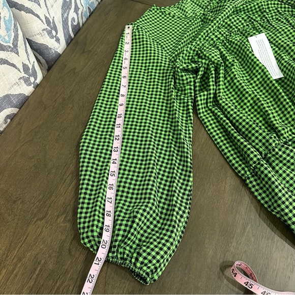 NWT Topshop Gingham Smocked Long Sleeve Maternity Midi Dress Green & Black Sz 4 - Picture 15 of 15